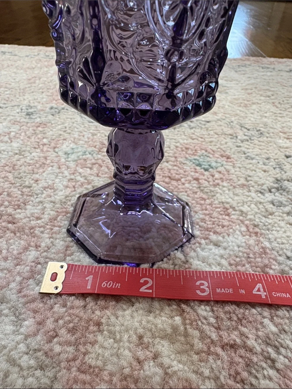 New! Set of 4, Amethyst Glass Goblet Set!